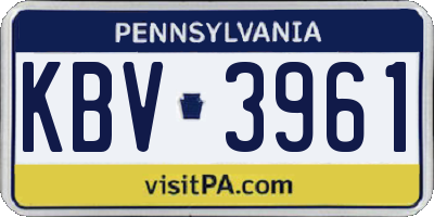PA license plate KBV3961