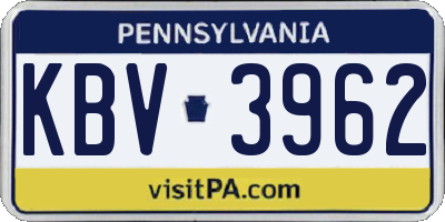 PA license plate KBV3962