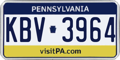 PA license plate KBV3964