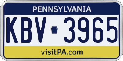 PA license plate KBV3965