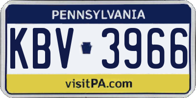 PA license plate KBV3966