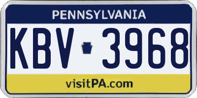 PA license plate KBV3968