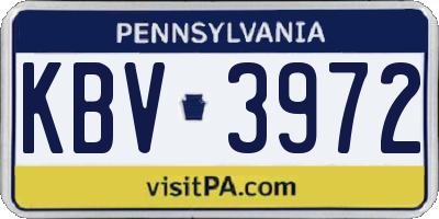 PA license plate KBV3972
