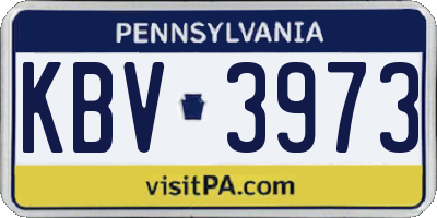PA license plate KBV3973
