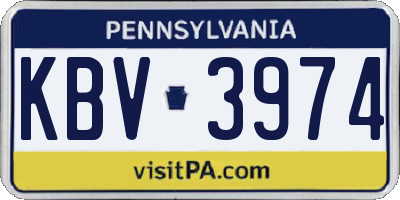 PA license plate KBV3974