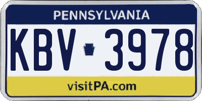 PA license plate KBV3978