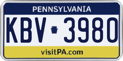 PA license plate KBV3980