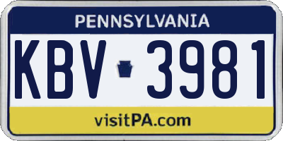PA license plate KBV3981