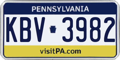PA license plate KBV3982