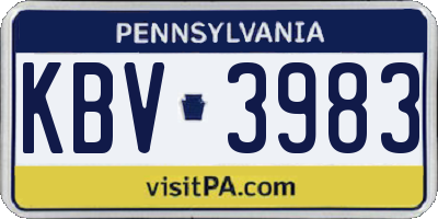 PA license plate KBV3983