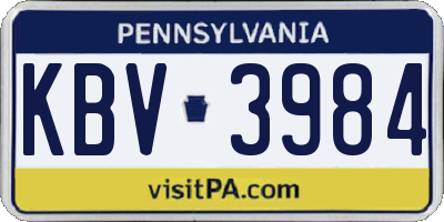 PA license plate KBV3984