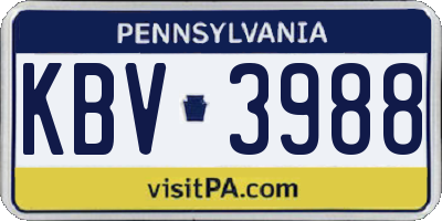 PA license plate KBV3988