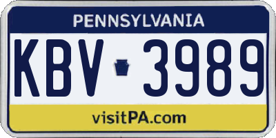 PA license plate KBV3989