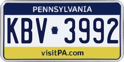 PA license plate KBV3992