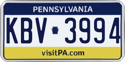 PA license plate KBV3994