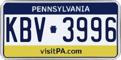 PA license plate KBV3996