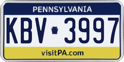PA license plate KBV3997