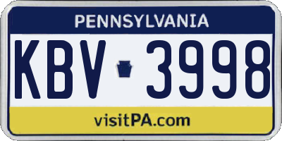 PA license plate KBV3998