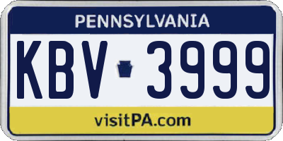 PA license plate KBV3999