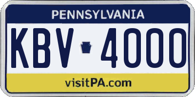 PA license plate KBV4000
