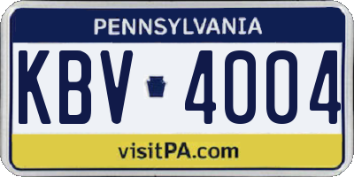 PA license plate KBV4004