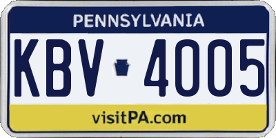 PA license plate KBV4005