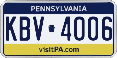 PA license plate KBV4006