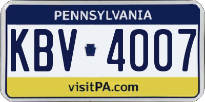 PA license plate KBV4007