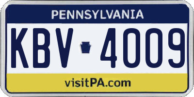 PA license plate KBV4009