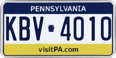 PA license plate KBV4010