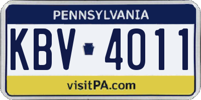 PA license plate KBV4011