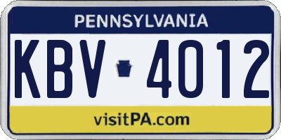 PA license plate KBV4012
