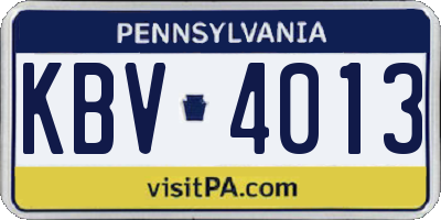 PA license plate KBV4013