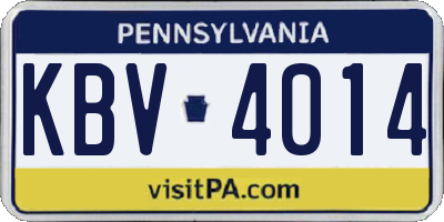 PA license plate KBV4014