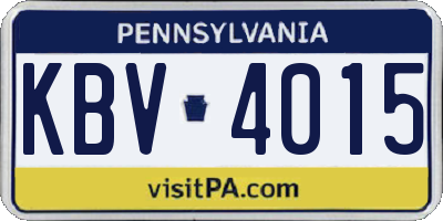 PA license plate KBV4015