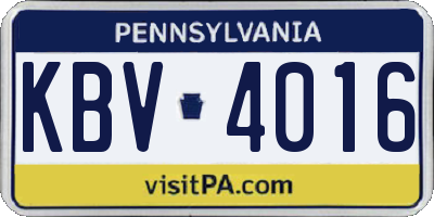 PA license plate KBV4016