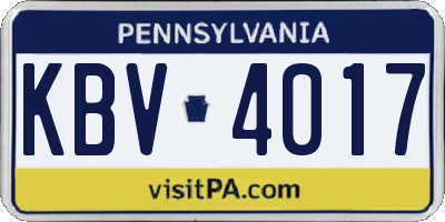 PA license plate KBV4017