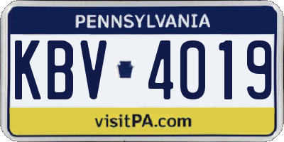 PA license plate KBV4019