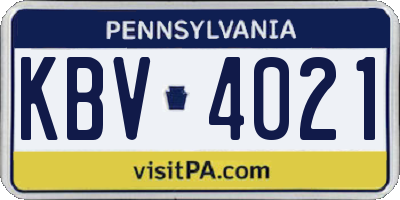PA license plate KBV4021