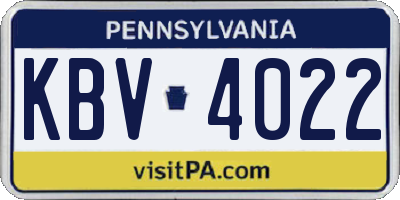 PA license plate KBV4022