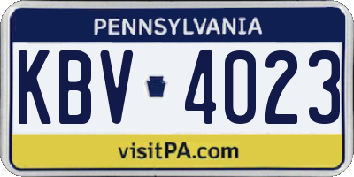 PA license plate KBV4023
