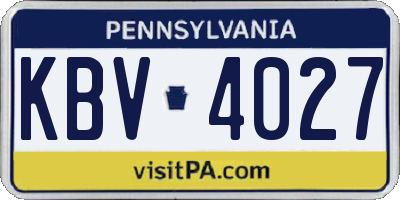 PA license plate KBV4027
