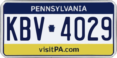 PA license plate KBV4029