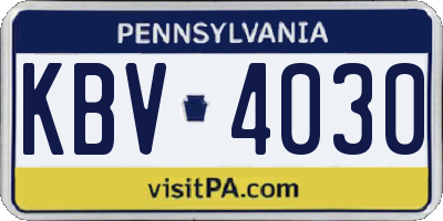 PA license plate KBV4030