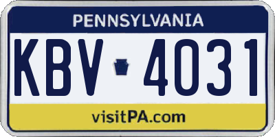 PA license plate KBV4031