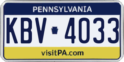 PA license plate KBV4033