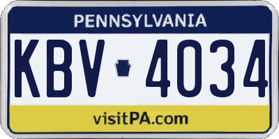 PA license plate KBV4034