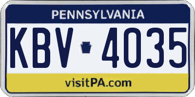 PA license plate KBV4035