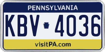PA license plate KBV4036