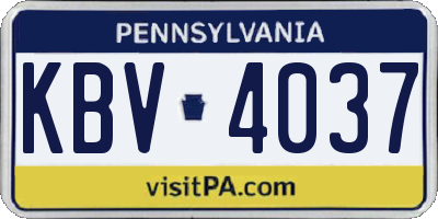 PA license plate KBV4037